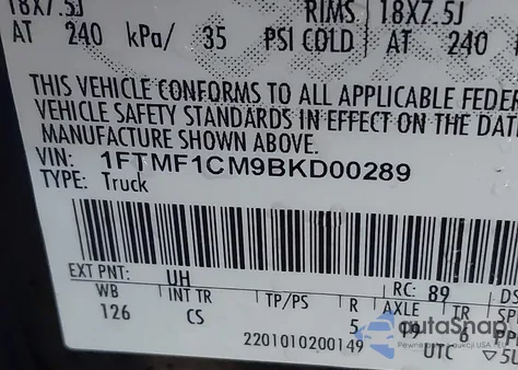 2011 Ford F-150 Stx from USA, damaged, VIN 1FTMF1CM9BKD00289